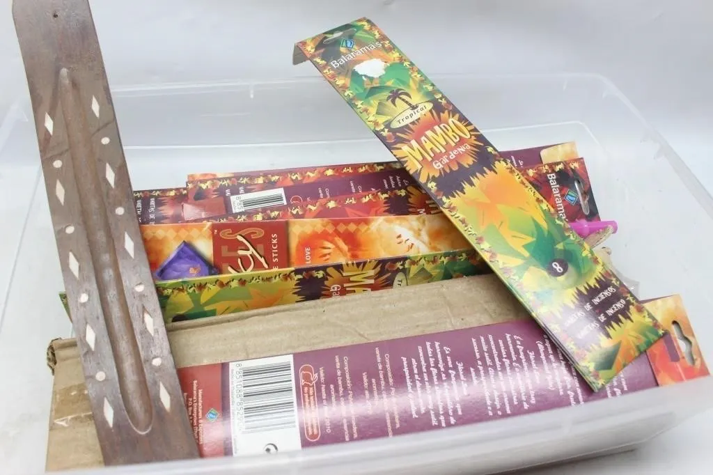 Incense Sticks Lot & Wooden Burner Holder