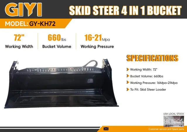 2026 GIYI GY-KH72F 72 in Multi-Purpose Skid Steer Bucket (Unused)