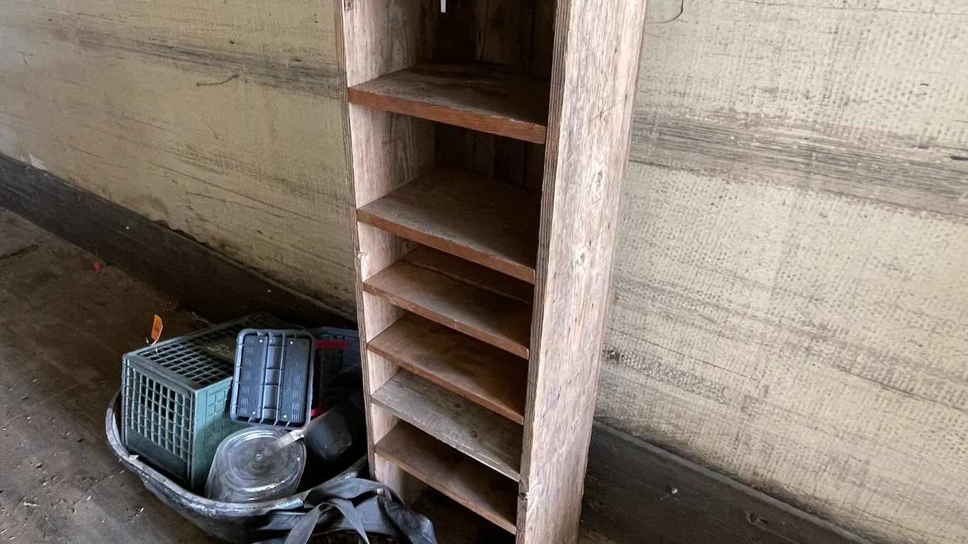 Wooden Shelf and Misc. Bins