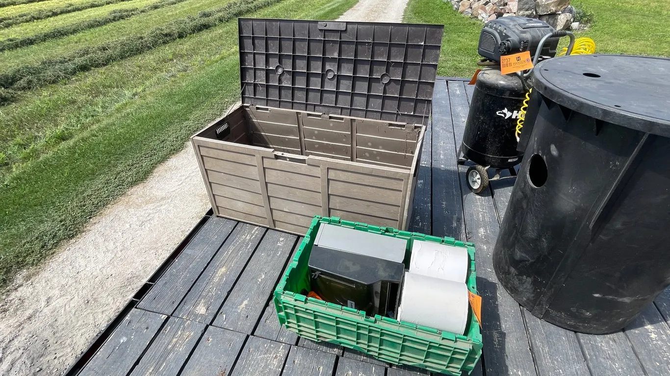 Outdoor Poly Storage Tote, Helmets, and More