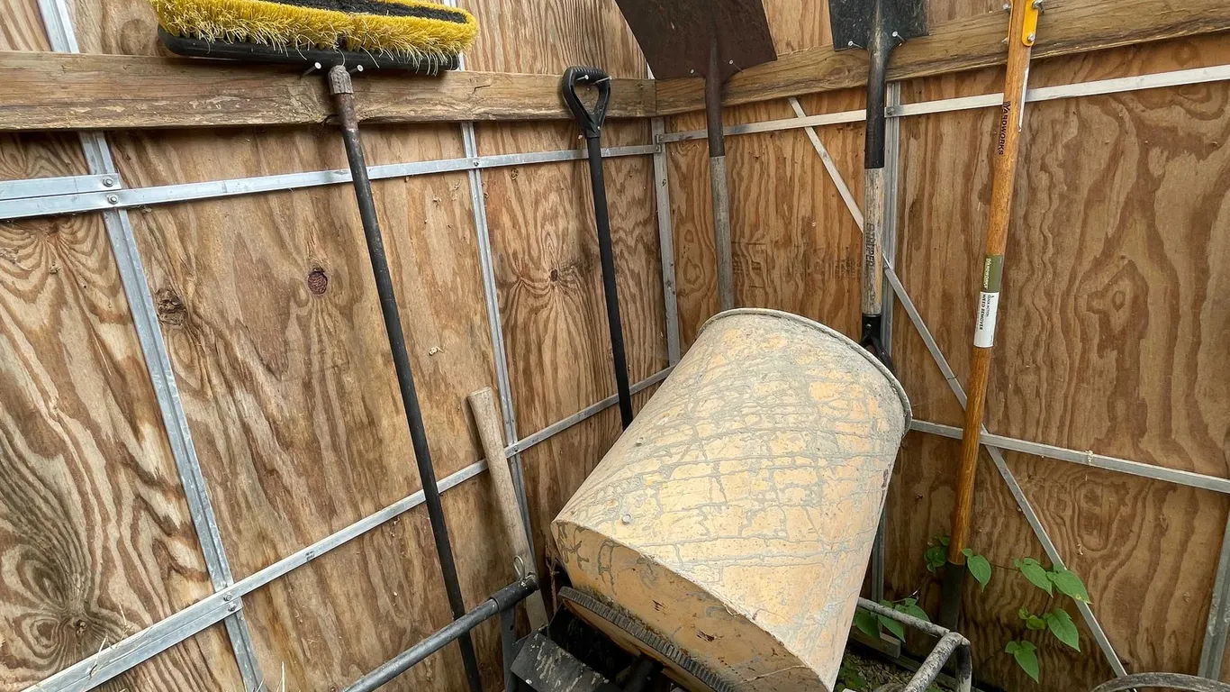 Cement Mixer and (5) Hand Tools