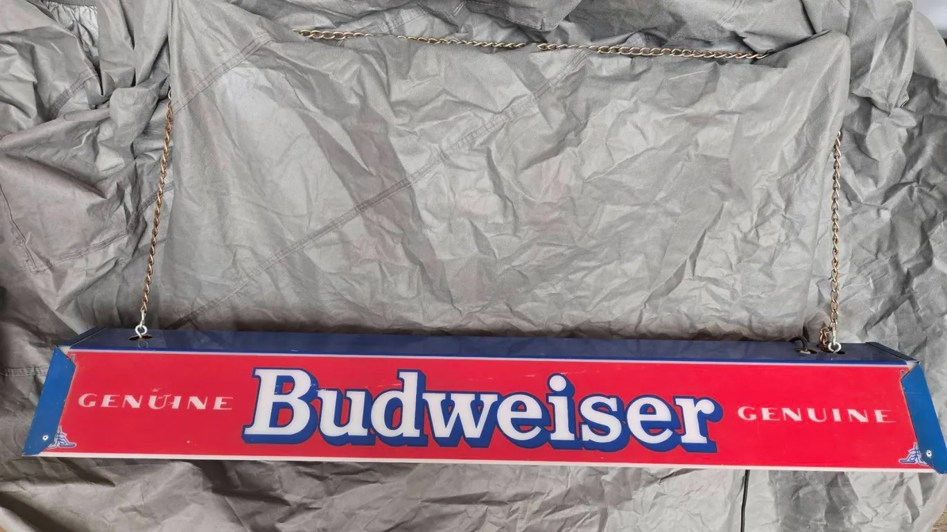 Budweiser Genuine Hanging Sign with Red and Blue Design