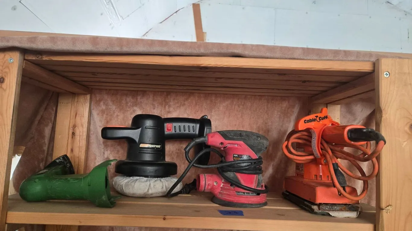Powermate Polisher, Black & Decker Sander, and Skil Sander Group