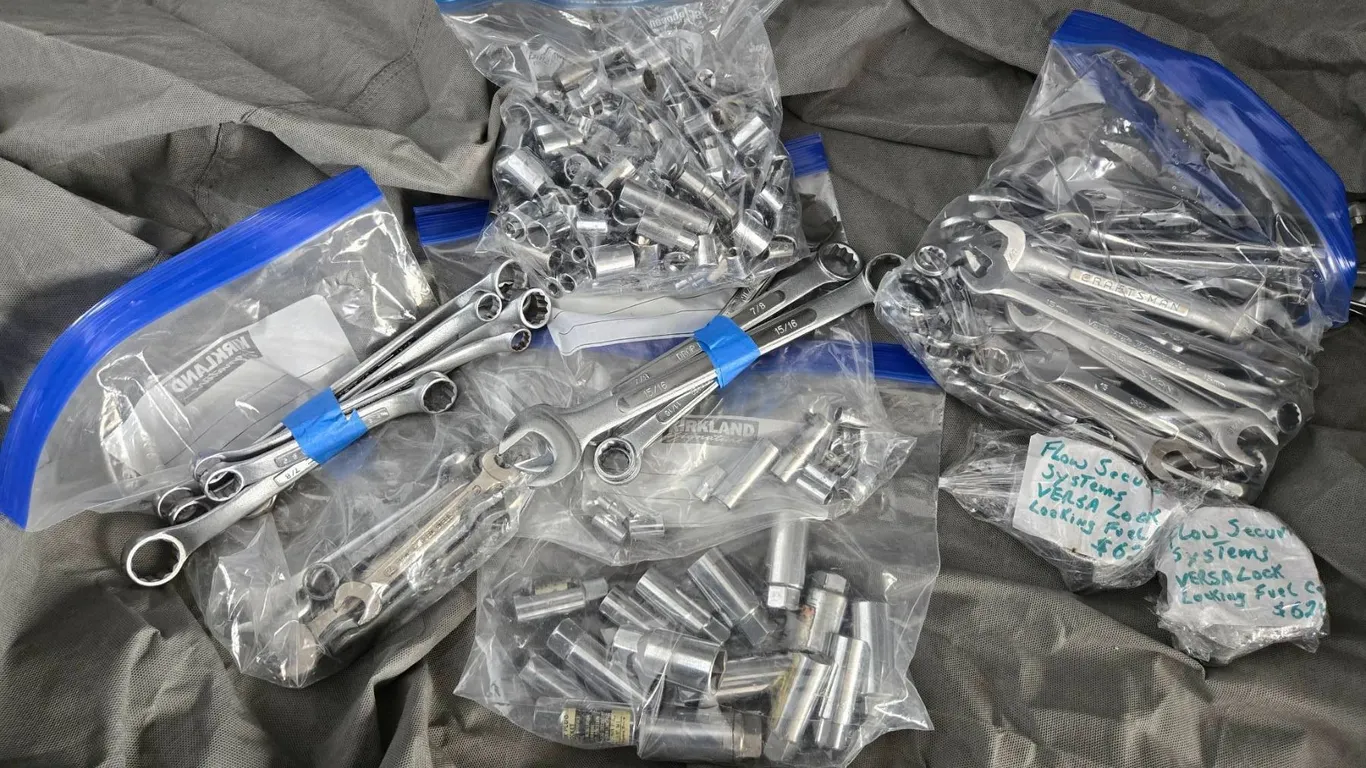 Combination Wrenches and Sockets in Zip Bags