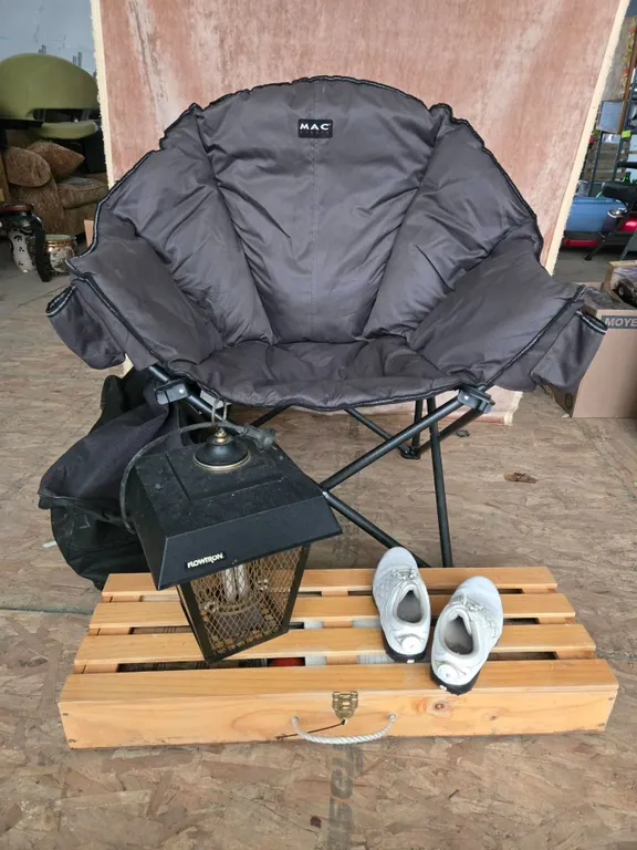 MAC Folding Chair, Flowtron Lantern, Golf Shoes, and Croquet Set