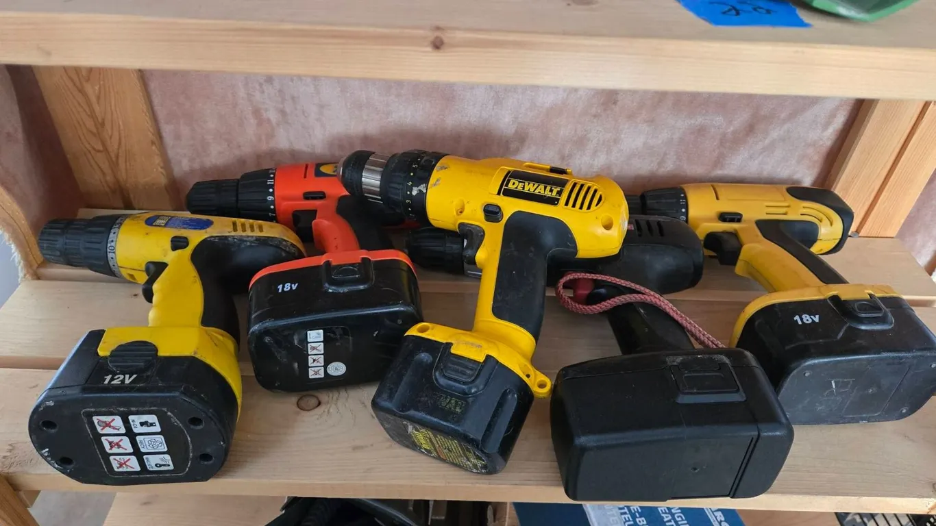 5 Cordless Power Drills Assorted Brands 12V and 18V
