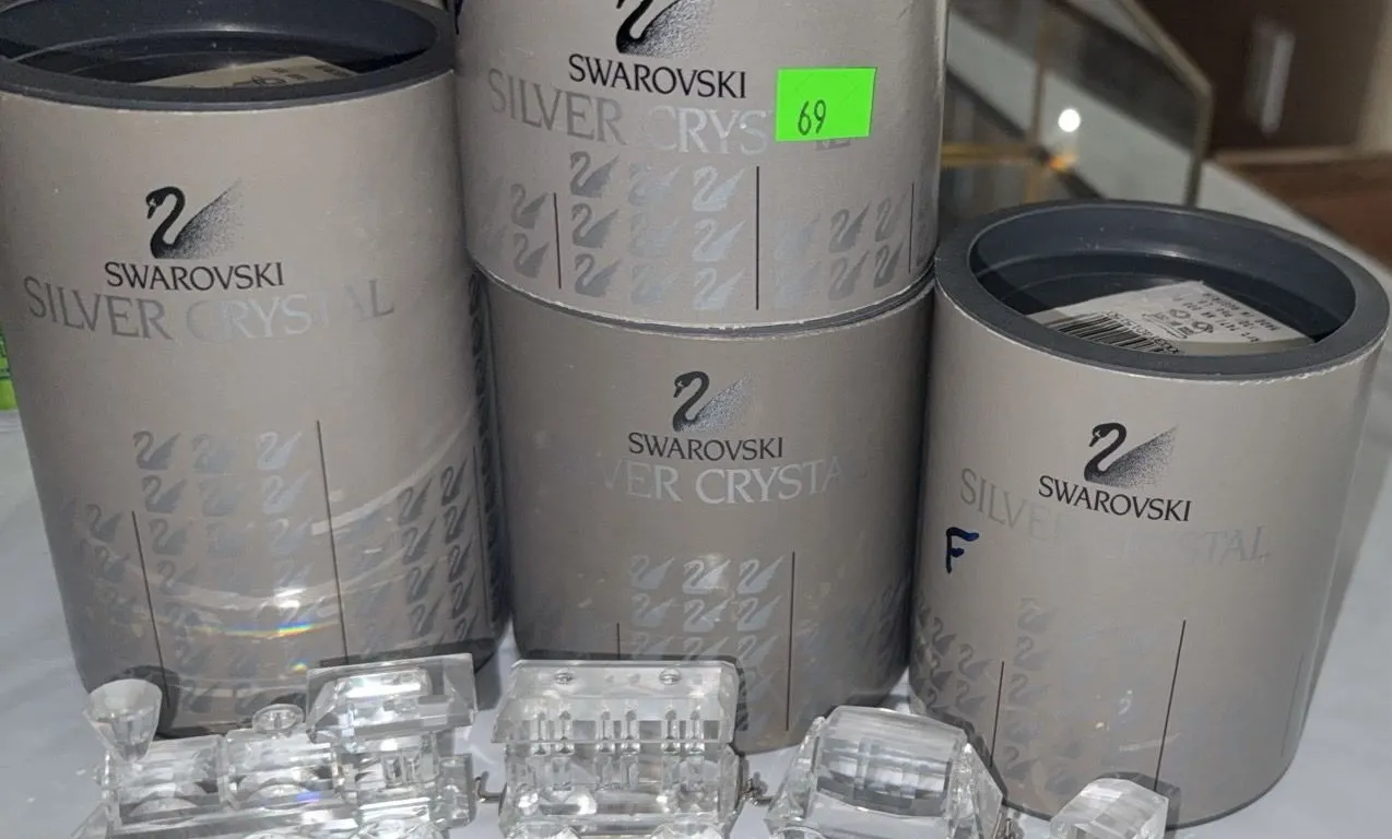 Swarovski Silver Crystal Train Set with Original Packaging