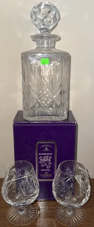 Edinburgh Crystal Classical Collection Decanter and 2 Glasses Set
