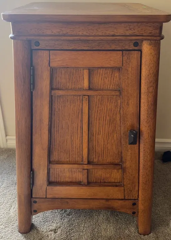 Oak Wood Single Door Cabinet with Interior Shelf