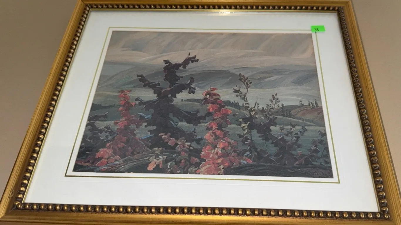 Framed Landscape Print with Gold Beaded Frame and Matted Border