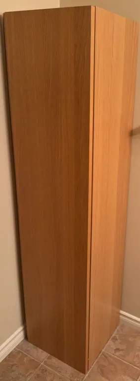 Tall Oak-Effect Laminate Display Cabinet with Glass Shelves