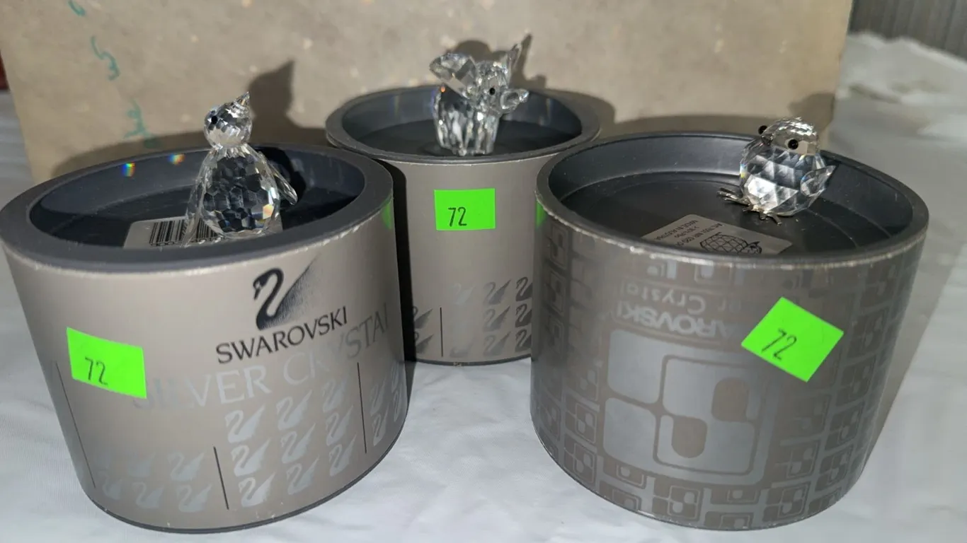 Swarovski Crystal Figurines Lot with Original Cylindrical Boxes