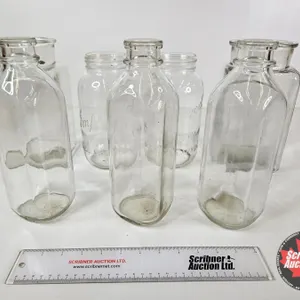 Clear Glass Grouping - Sealers (2) - Milk Bottles (3) - Canisters (2) (Tallest Measures : 10-1/2"")"