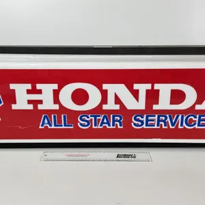 Vintage Single Sided Sign : HONDA ALL STAR SERVICE (Measures : 12"H x 37-1/2"W x 5-1/2"D) (NOTE : Le