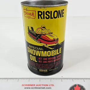 OIL CAN : Shaler Rislone Special Snowmobile Oil (Measures : 6-1/2"H x 4"Dia)