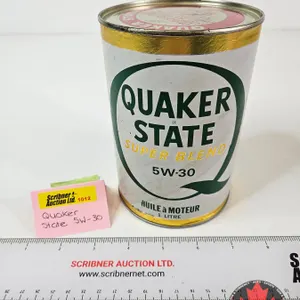 OIL CAN : Quaker State Super Blend 5W-30 (Cardboard) (Full) (Measures : 6"H x 4"Dia)