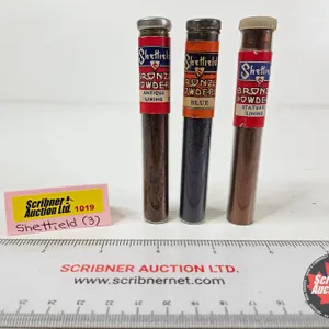Sheffield Bronze Powder Glass Vials (3) (Full) (All Measure : 4"L)
