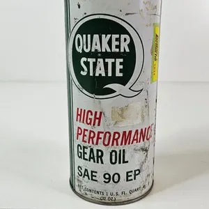 OIL TIN : Quaker State High Performance Gear Oil (Half Full) (Measures : 9"H x 3-1/4"Dia)