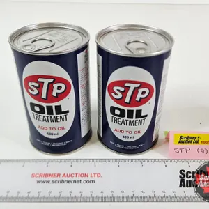 STP Oil Treatment Cans (2) (Cardboard) (Both Full) (Both Measures : 5"H x 3"Dia)