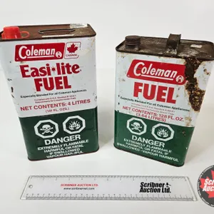 COLEMAN Fuel Cans (2) (Both Measure : 9"H x 6-1/4"W x 4-1/4"D)