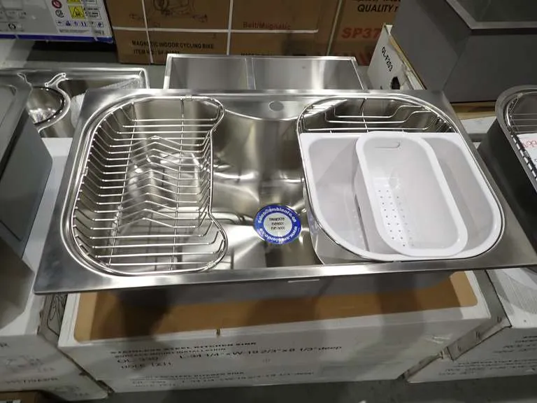 Lot of (15) Ambiento OL-330 Stainless Steel 34-1/4" x 19-2/3"x 8-1/3" Surface Mount Kitchen Sinks.