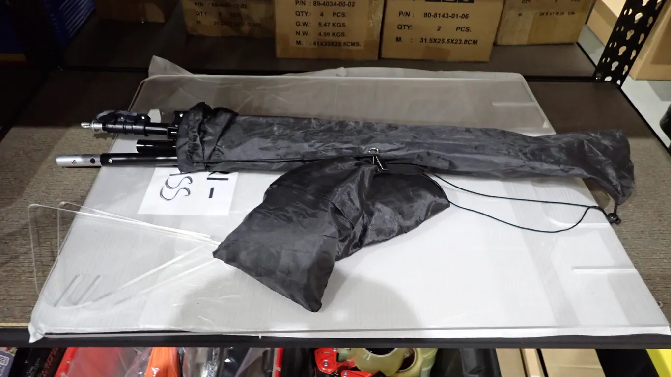 Lot of (2) Plexi-Glass Sign Stands, Portable Photo Backdrop Stand.