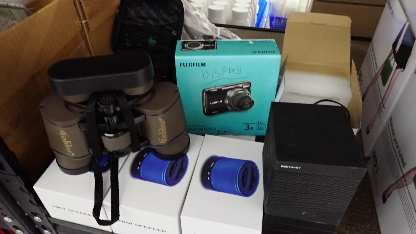 Lot of Asst. Bluetooth Speakers, Cameras, Binoculars, etc.