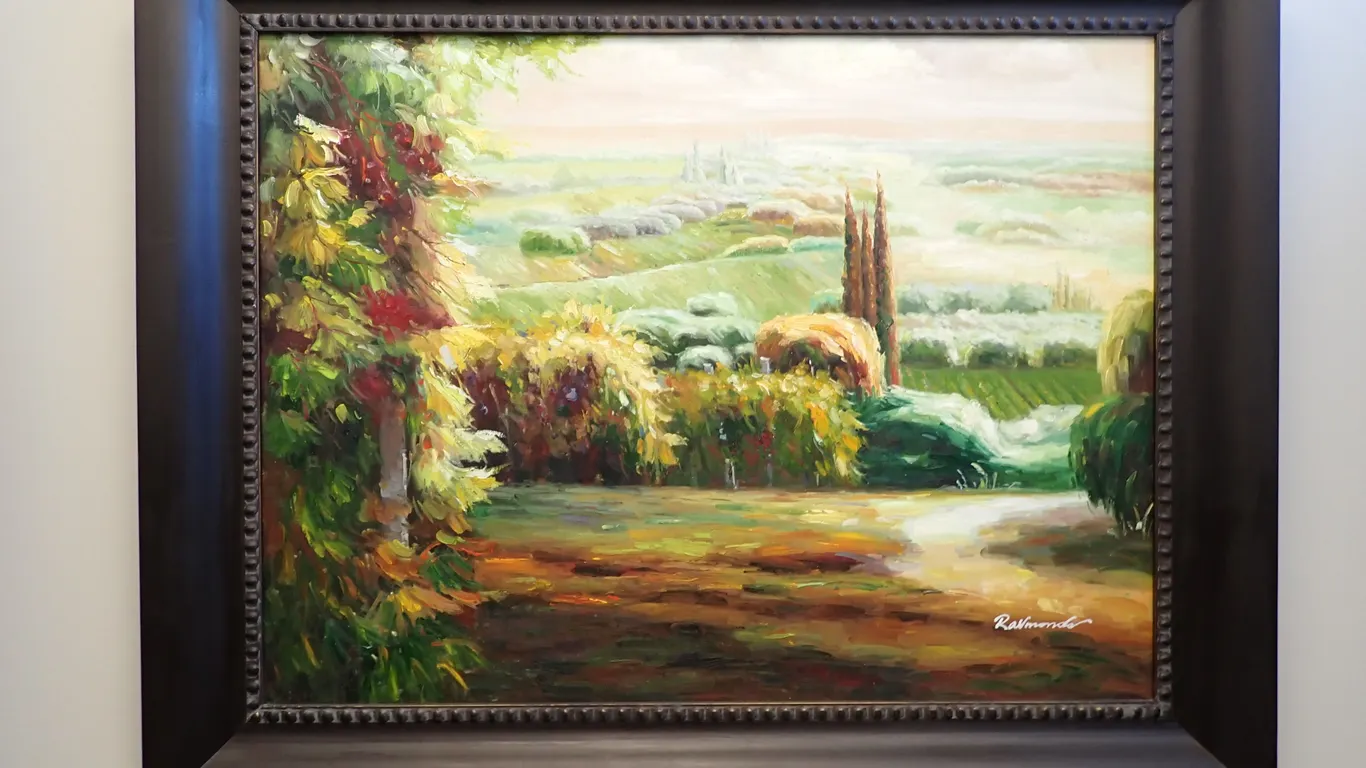 Framed 58"x46" Oil on Canvas Landscape Painting.