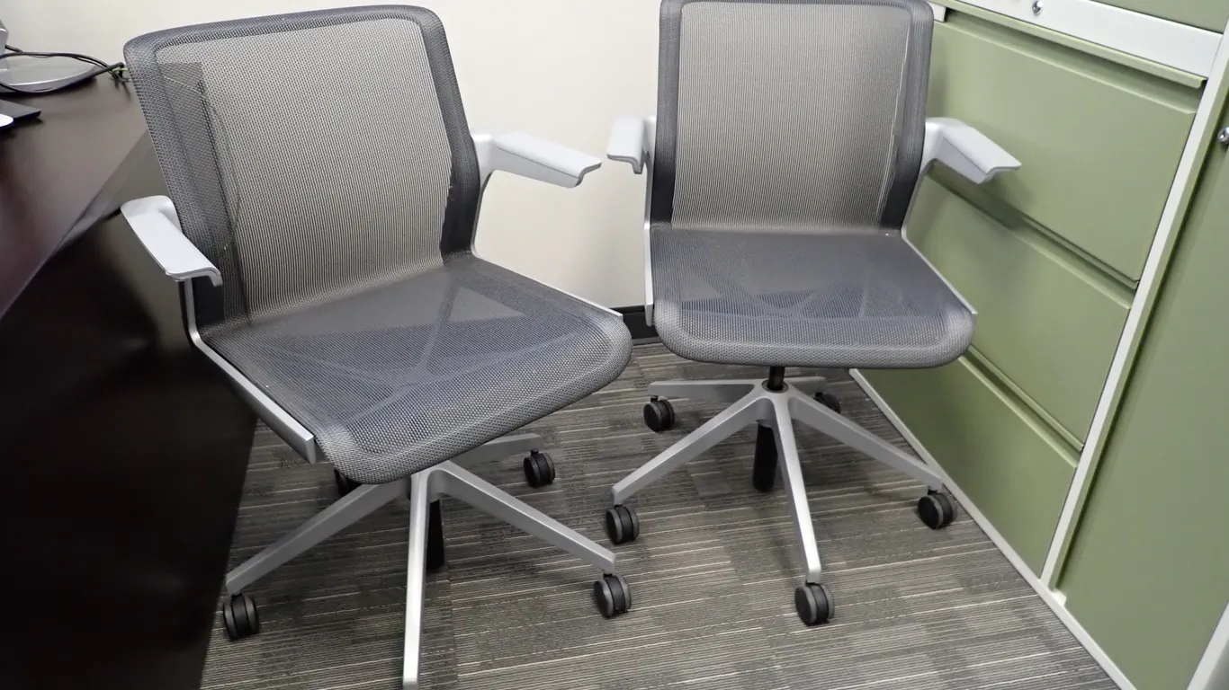 Lot of (2) Mesh Task Chairs and Carpet Saver.