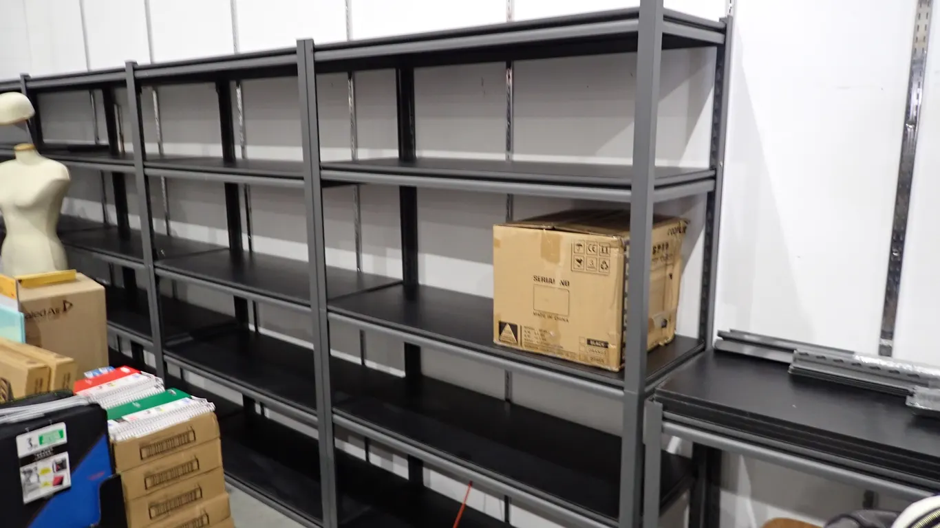 Lot of (5) Sections 5-tier Metal Shelving.