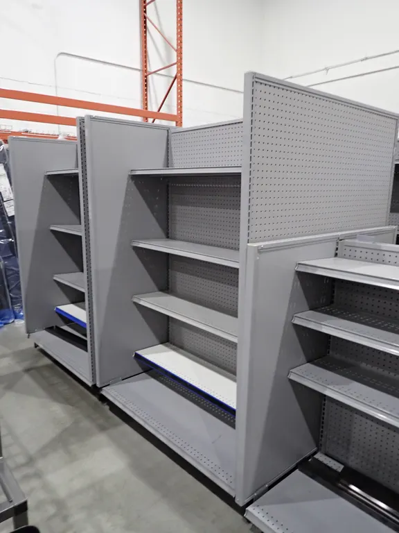 Lot of (2) Mobile 51"L x 48"D x 75"H Double Sided Gondola Retail Displays.