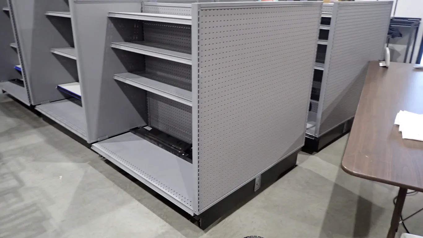 Lot of (2) Mobile 51"L x 48"D x 51"H Double Sided Gondola Retail Displays.