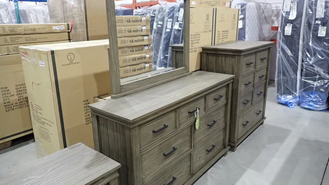 A-America Glacier Point Transitional Rustic Gray Iron Dresser & Mirror-NEW IN BOX.