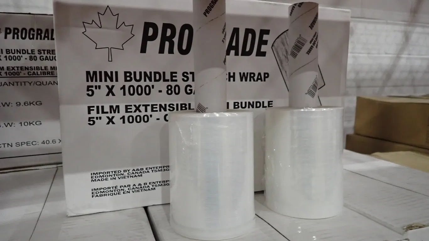 Lot of (10) Cases Prograde 12pk Mini Bundle 5"x1000' Stretch Wrap.