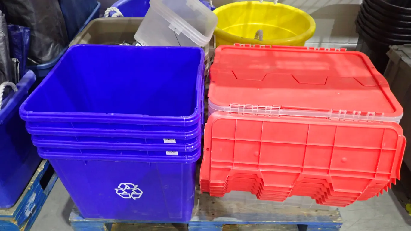 Lot of Approx. (17) Asst. Plastic Bins and Totes.