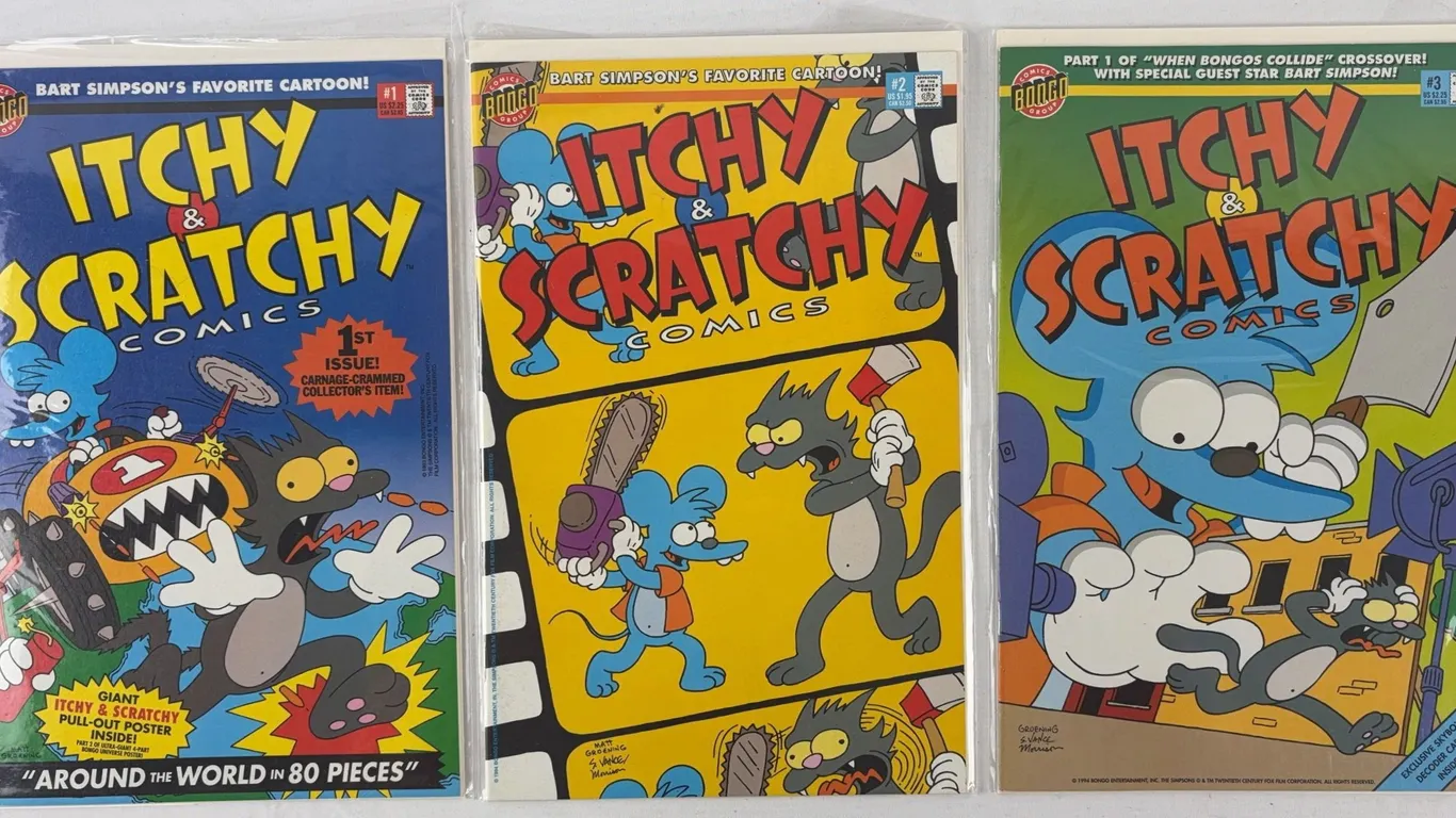Itchy & Scratchy Comics #1-3 Bongo 1993 Lot