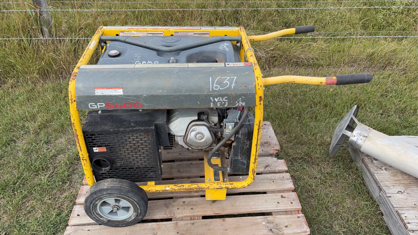 2013 Wacker Neuson GP5600 Gas Generator, Needs Pull Strart, Was Running, 120/240V, Honda 389 CM3 Engine, SN: 20169066 *Unreserved*