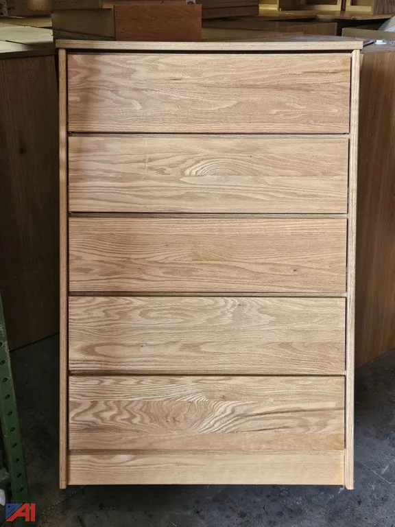 (5) Wooden 5 Drawer Dressers