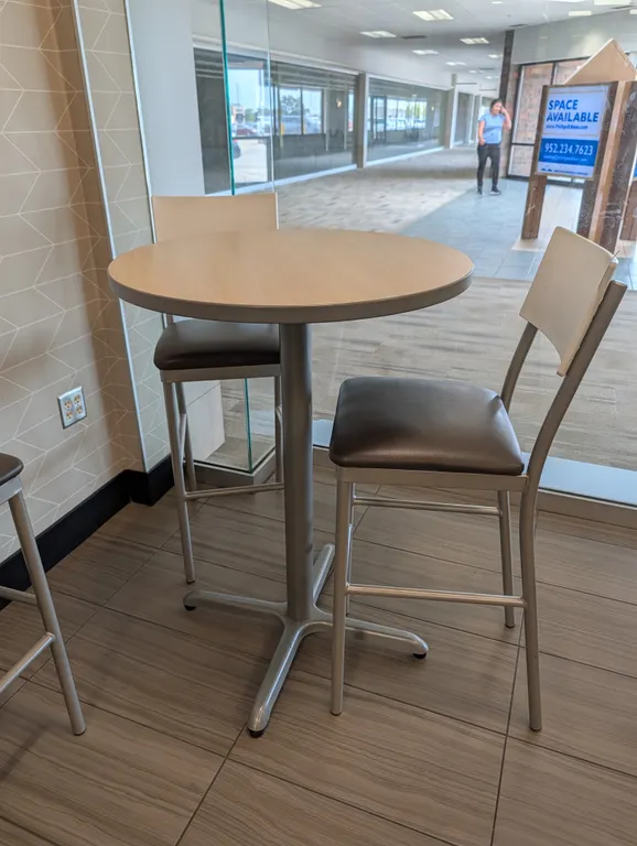 High Top Round Table with Light Oak Laminate Top - 30 in diam (Bar Stools Not Included) - Group Exte