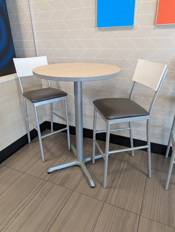 High Top Round Table with Light Oak Laminate Top - 30 in diam (Bar Stools Not Included) - Group Exte