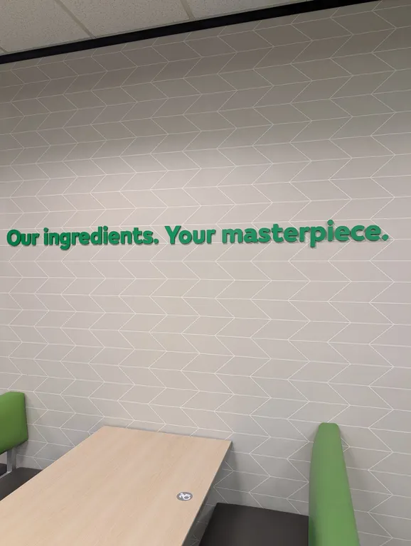 "Our Ingredients, Your Masterpiece" Wall Sign - 5.5" x 82"