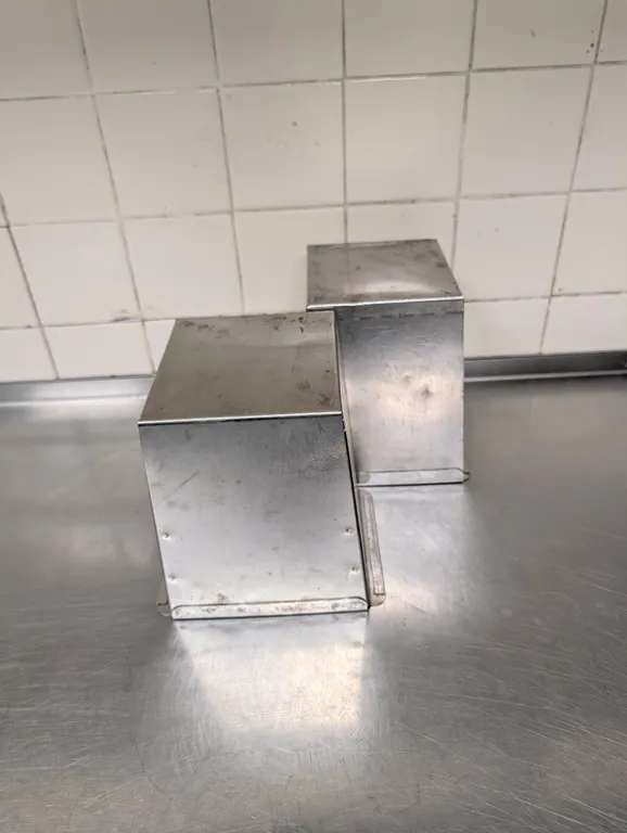 (2) Stainless Steel Catch Containers for Sandwich Prep Line - 6.5" X 5.25" X 7.5"