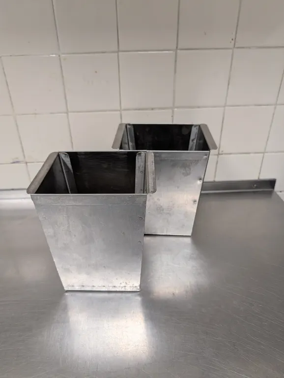 (2) Stainless Steel Catch Containers for Sandwich Prep Line - 6.5" X 5.25" X 7.5"
