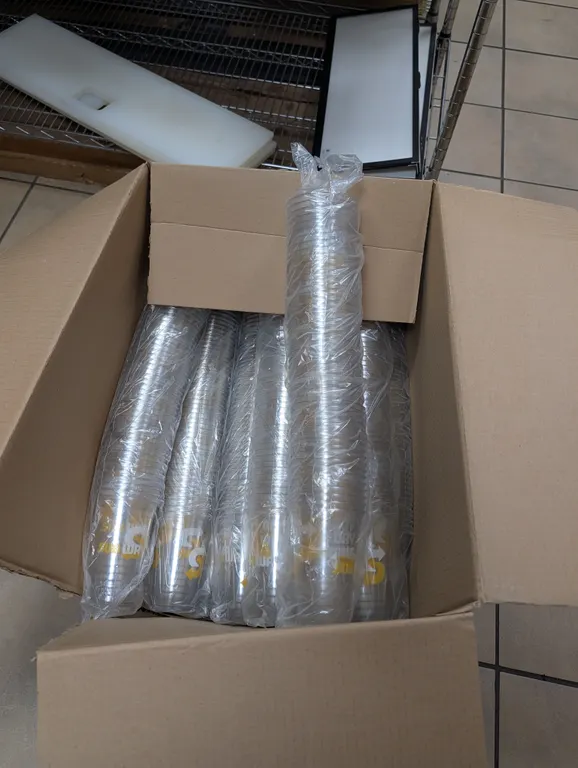Partial Box of 20 oz Clear Subway Cups as Pictured