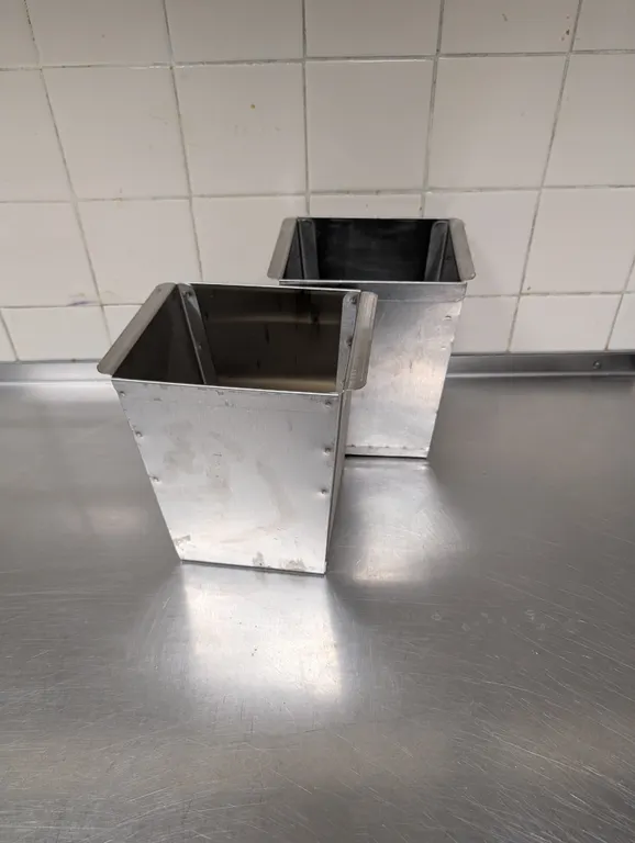 (2) Stainless Steel Catch Containers for Sandwich Prep Line - 6.5" X 5.25" X 7.5"