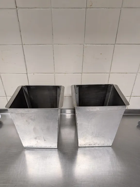 (2) Stainless Steel Catch Containers for Sandwich Prep Line - 6.5" X 5.25" X 7.5"
