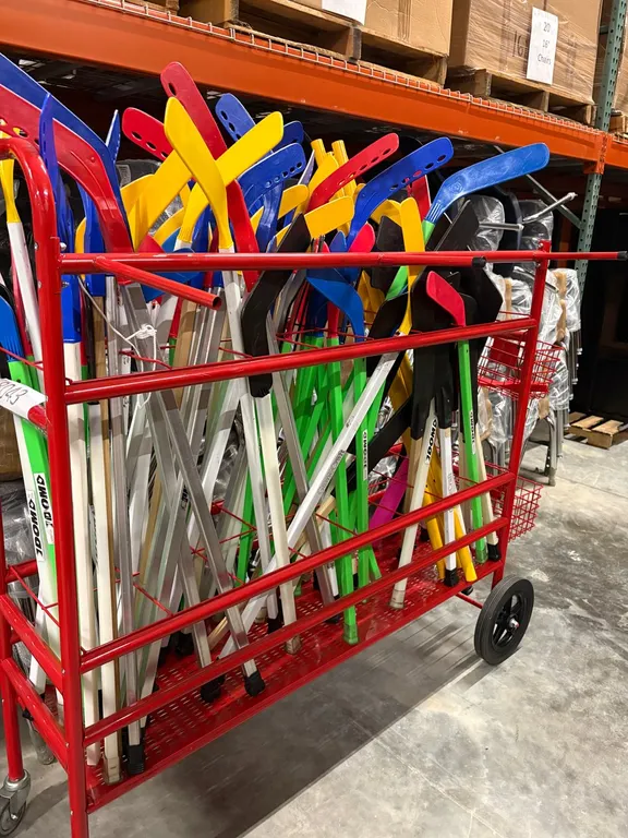 Cart of Hockey Sticks