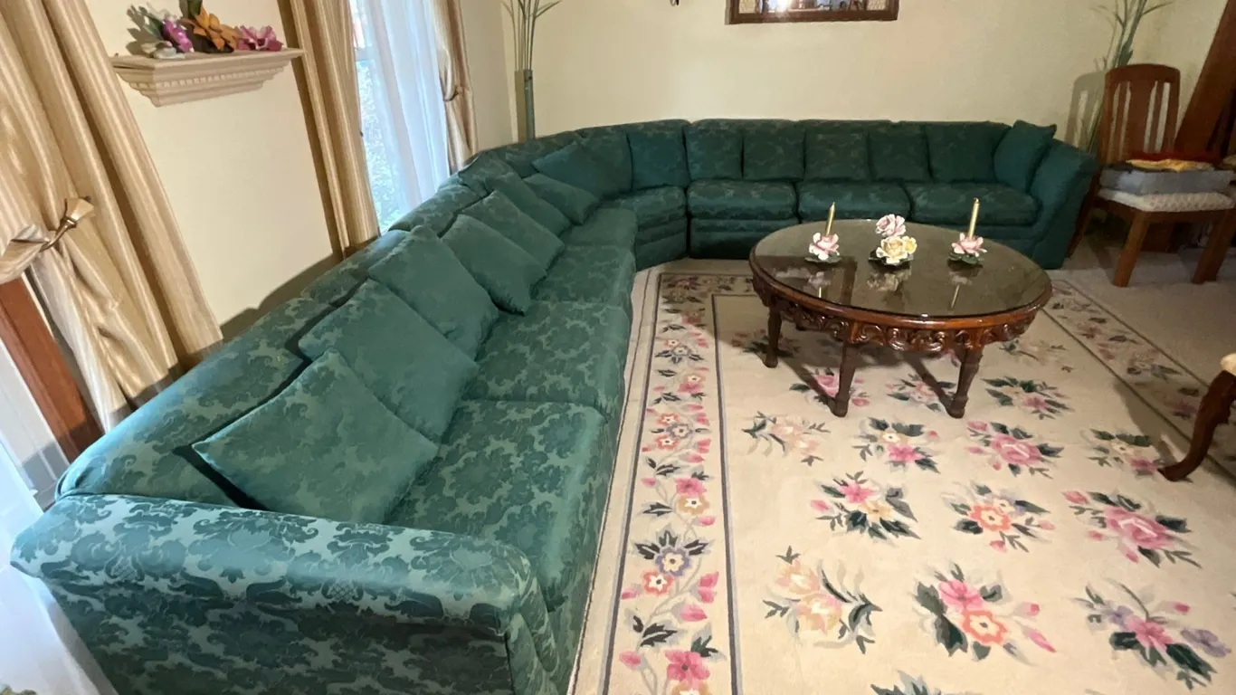 Green Damask Sectional Sofa