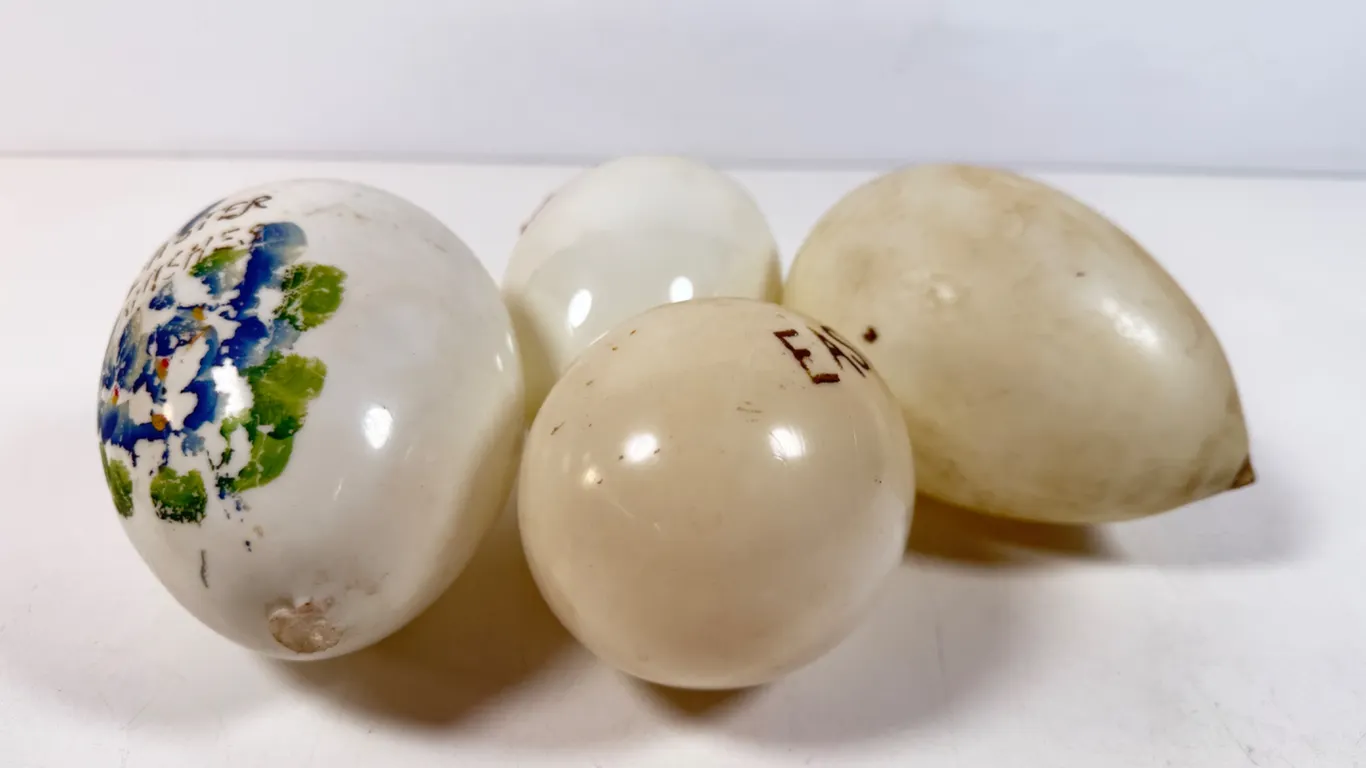 Antique Hand-Blown Milk Glass Easter Eggs Collection