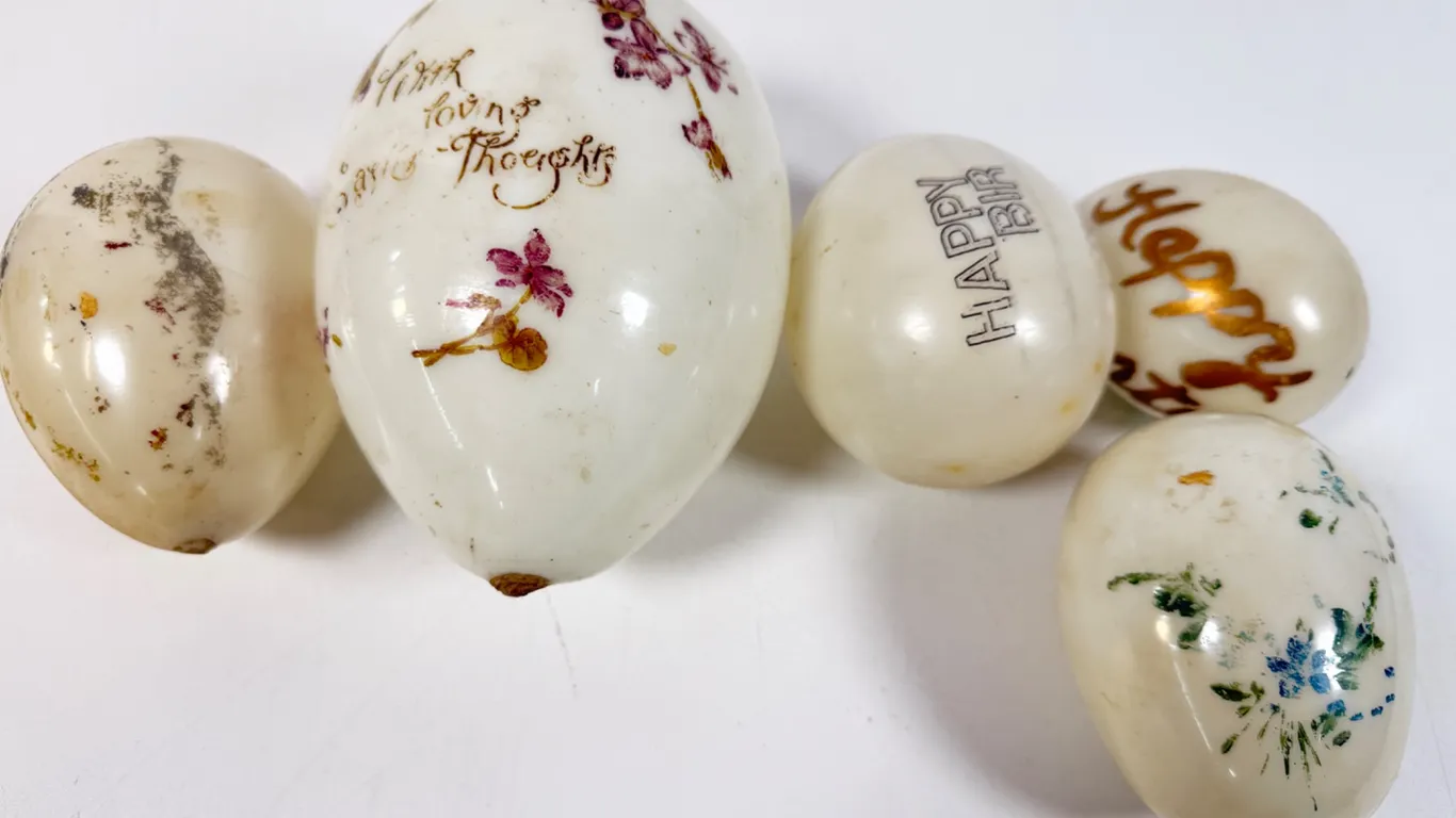 Antique Hand-Blown Milk Glass Easter Eggs Collection